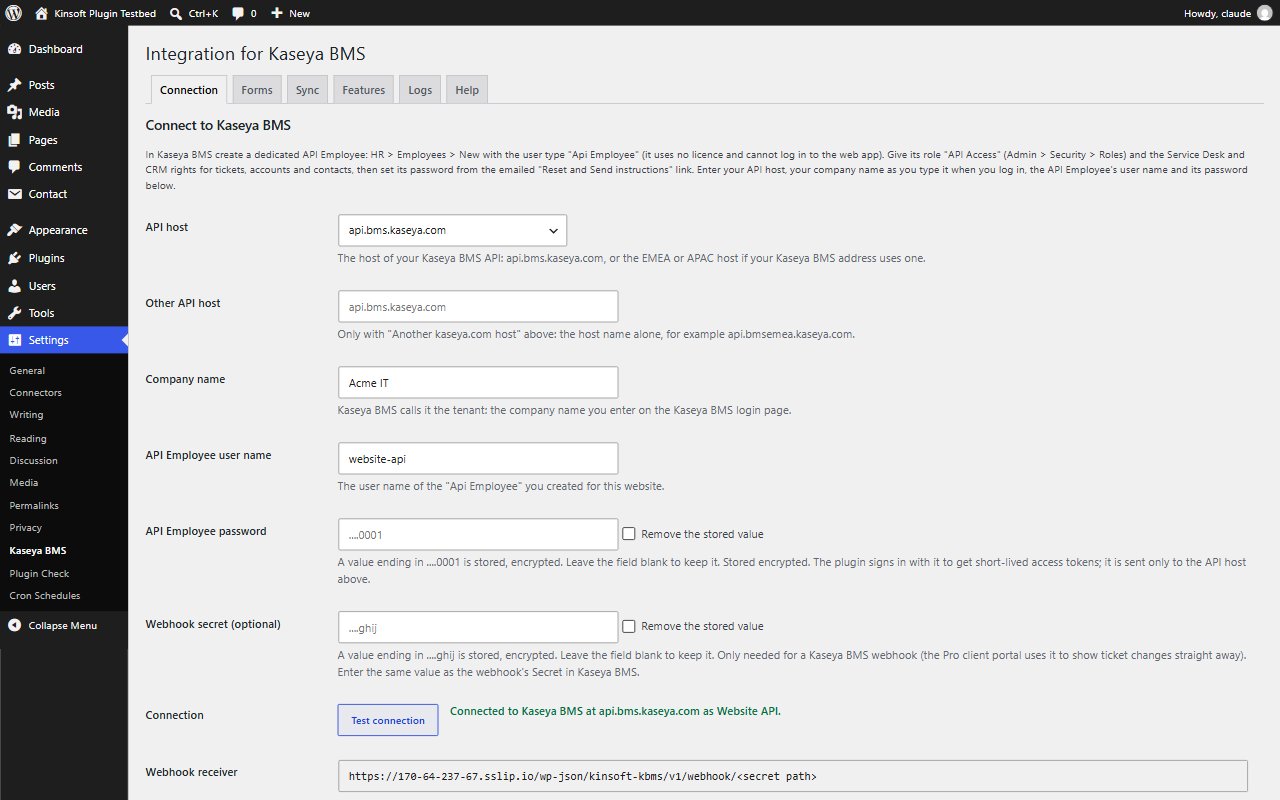 Connection tab: API host, company name and API Employee