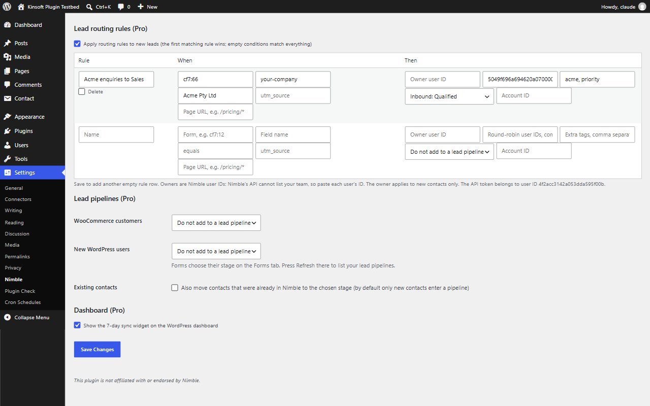 Features tab with the Pro lead pipeline settings and routing rules