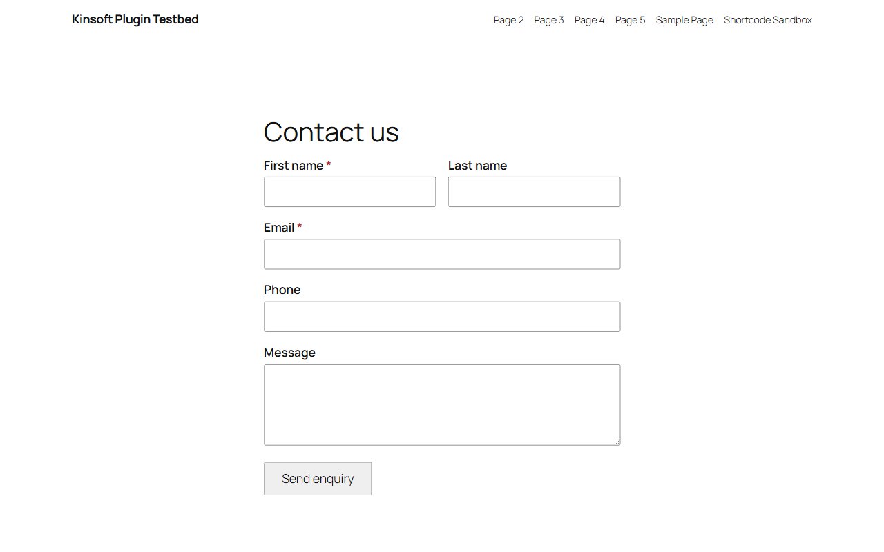 The built-in form on a page