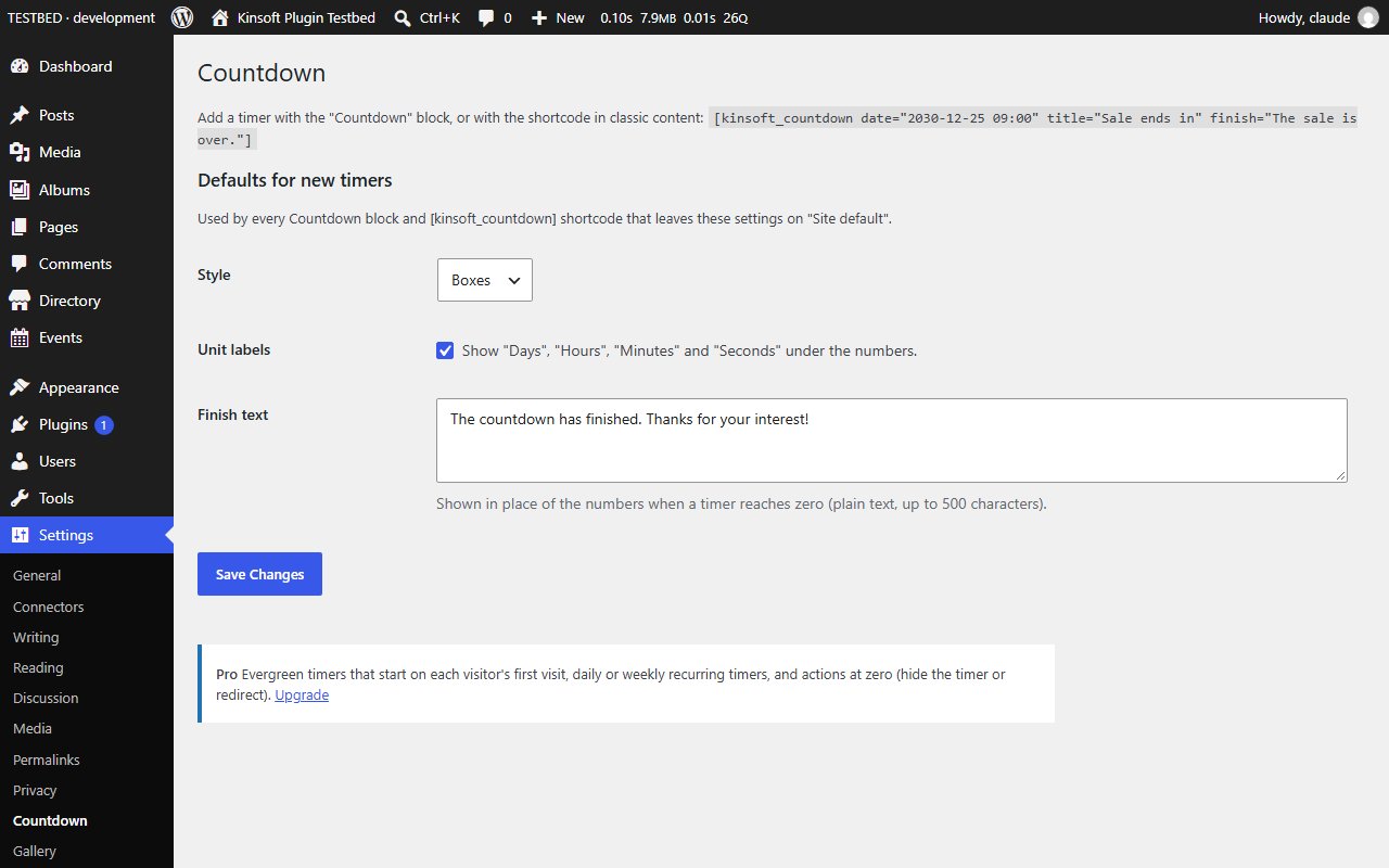 Settings > Countdown with the site-wide defaults
