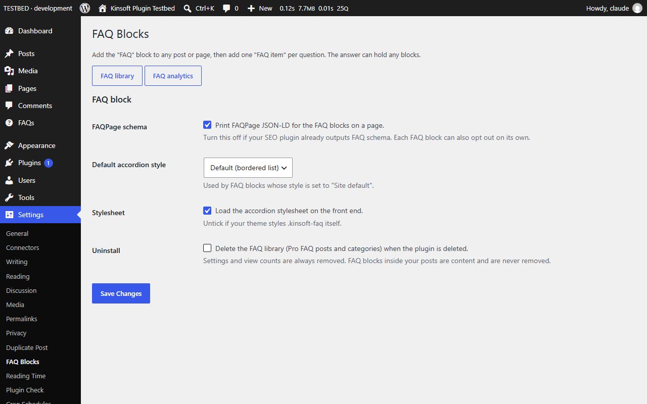 Settings > FAQ Blocks