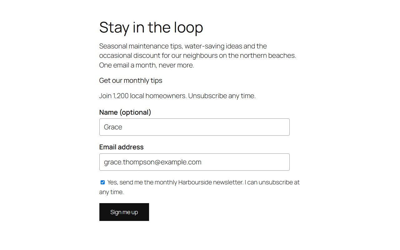 The signup form on the front end