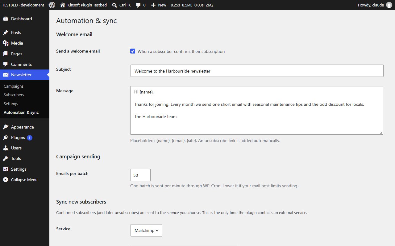 Pro: Automation & sync with the welcome email and Mailchimp or Brevo sync
