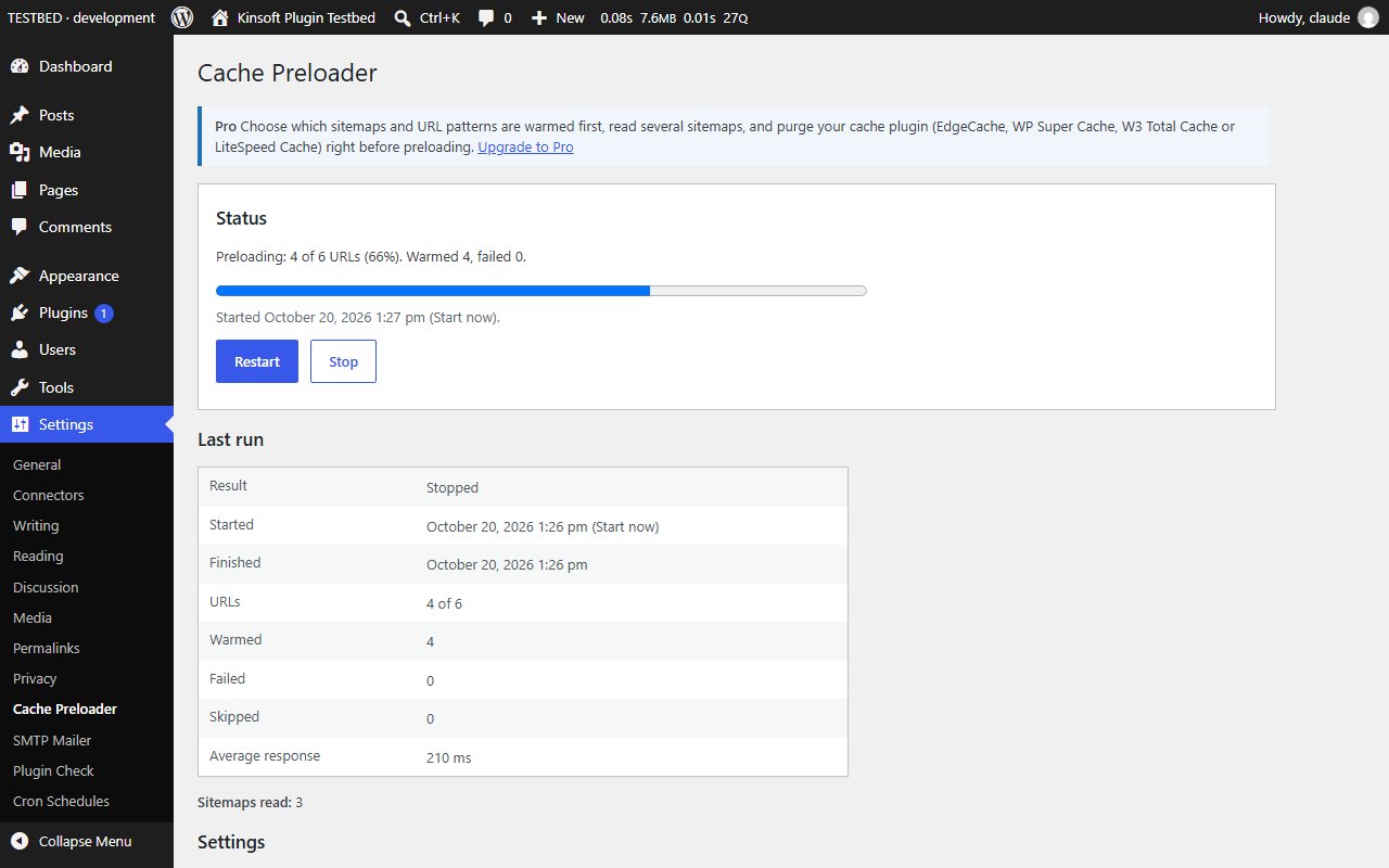 A run in progress with the progress bar, Restart and Stop