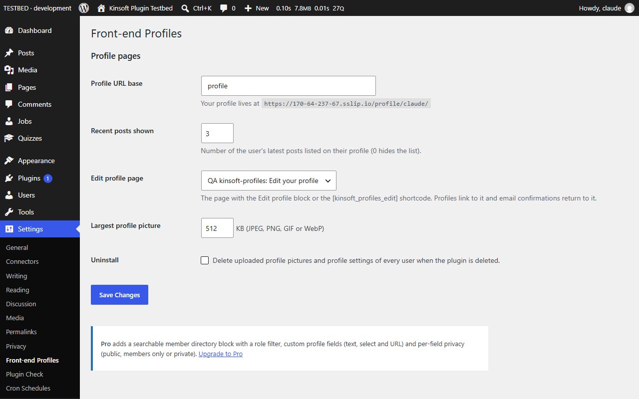 Settings > Front-end Profiles