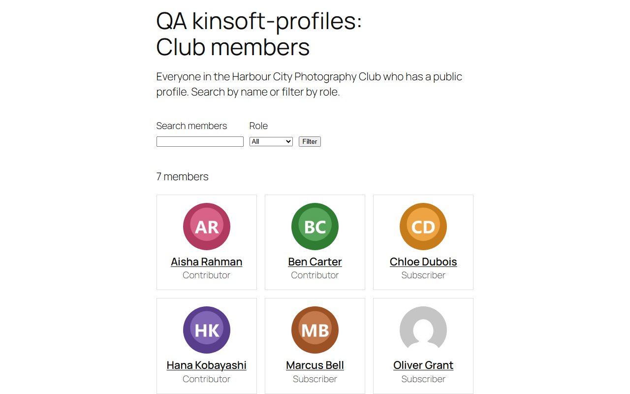 Pro: the member directory with search and role filter