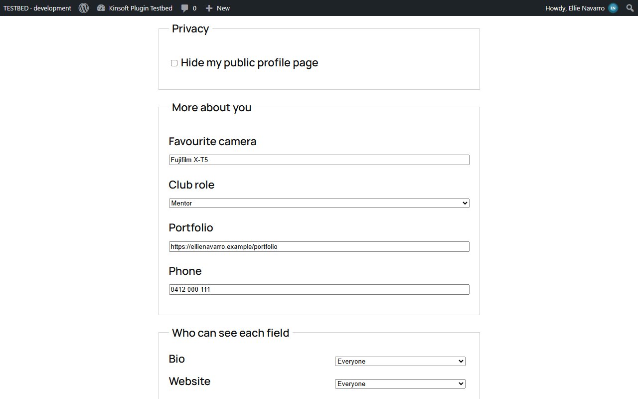 Pro: custom profile fields and per-field privacy on the Edit profile form