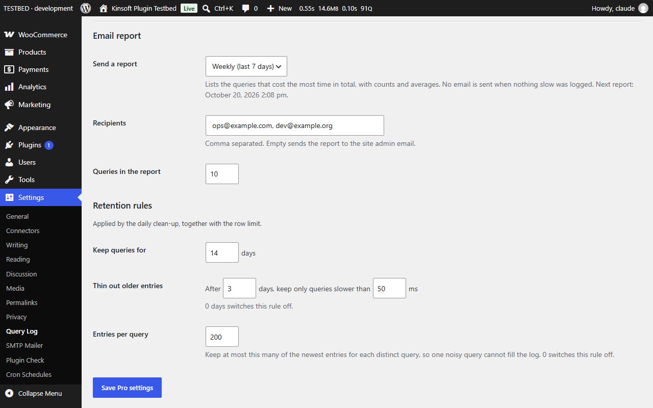 Pro: the scheduled email report and the retention rules