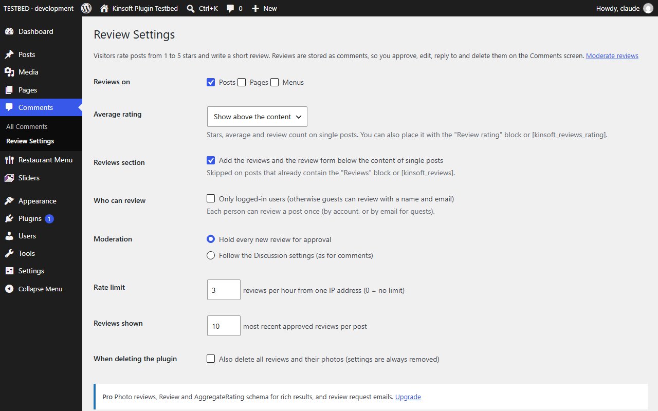 Comments > Review Settings