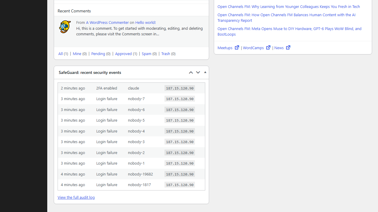 Two-factor authentication setup on a user profile (Pro)
