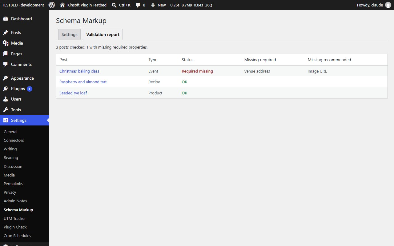 Pro: the validation report, listing missing required and recommended properties