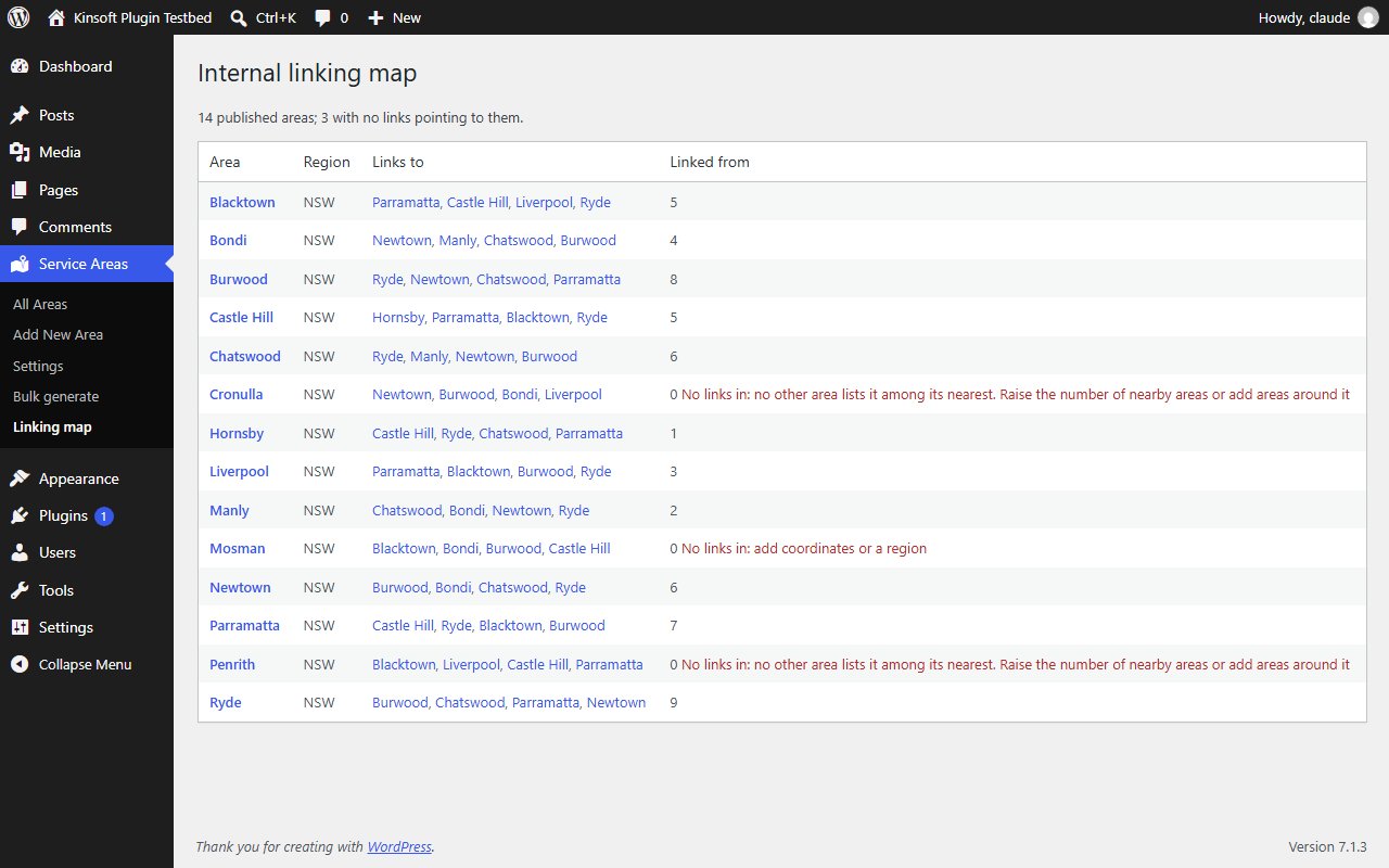 Pro: the internal linking map with nearest-area links and orphans